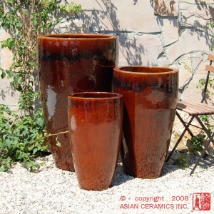 Tall Flared Cone Planters – set of 3 (Dark Brown)